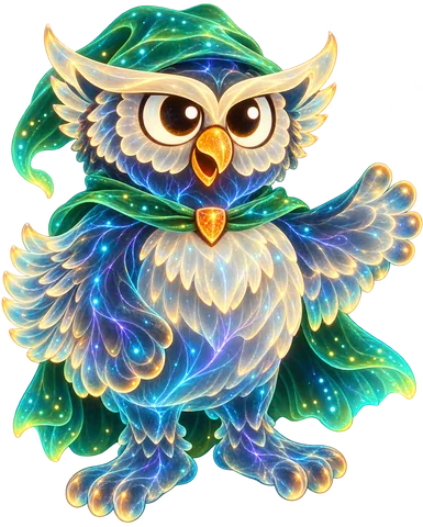 Owl visual concept in a deep sea treatment, with a transparent background.