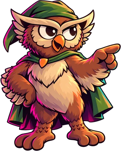 Owl visual concept in a gta inspired treatment, with a transparent background.