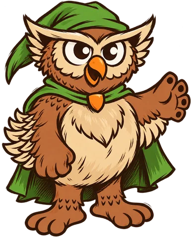 Owl visual concept in a loose ink treatment, with a transparent background.